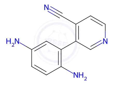 Chemical structure of 4-Pyridinecarbonitrile, 3-(2,5-diaminophenyl)-