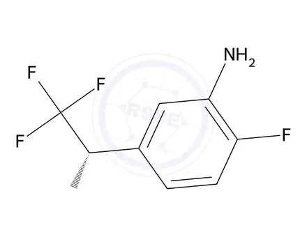 Chemical structure of (S)-5-(1-amino-2,2,2-trifluoroethyl)-2-fluoroaniline