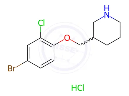 Chemical structure of 3-[(4-Bromo-2-chlorophenoxy)methyl]piperidine hydrochloride