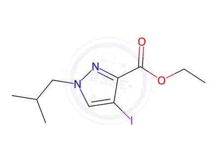 Chemical structure of ethyl 4-iodo-1-isobutyl-1H-pyrazole-3-carboxylate