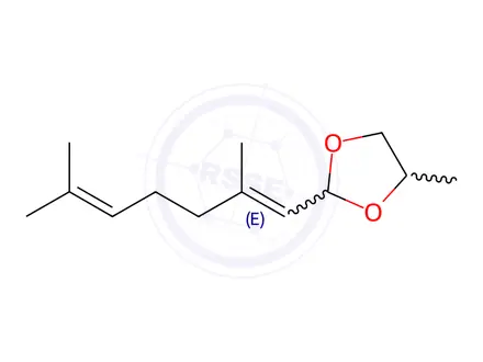 Chemical structure of 2-(2,6-Dimethylhepta-1,5-dien-1-yl)-4-methyl-1,3-dioxolane