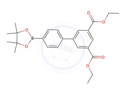 Chemical structure of [1,1'-Biphenyl]-3,5-dicarboxylic acid, 4'-(4,4,5,5-tetramethyl-1,3,2-dioxaborolan-2-yl)-, 3,5-diethyl ester