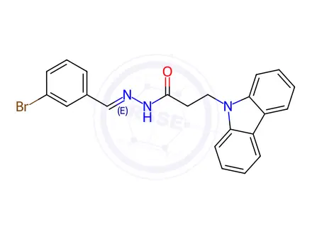 Chemical structure of (E)-N-(3-bromobenzylidene)-3-(9H-carbazol-9-yl)propanehydrazide