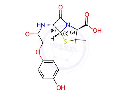 Chemical structure of 4-hydroxypenicillin V