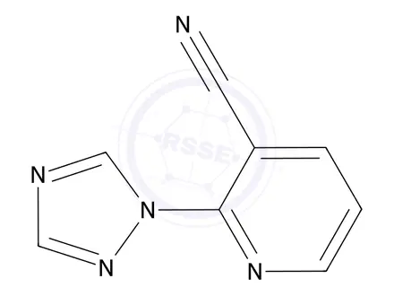 Chemical structure of 2-(1H-1,2,4-triazol-1-yl)pyridine-3-carbonitrile