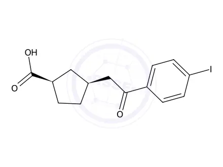 Chemical structure of cis-3-[2-(4-Iodophenyl)-2-oxoethyl]-cyclopentane-1-carboxylic acid