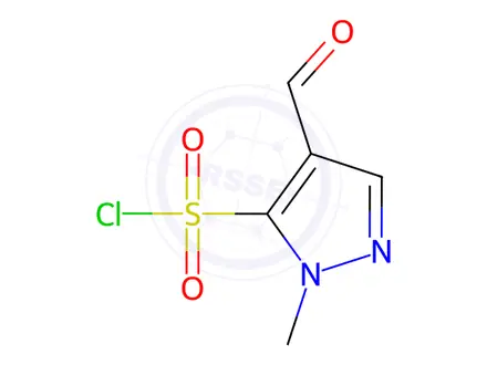Chemical structure of 4-Formyl-1-methyl-1H-pyrazole-5-sulfonyl chloride
