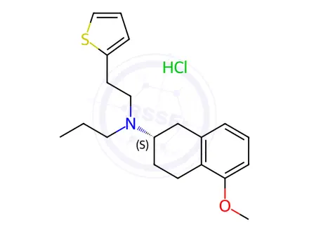 Chemical structure of N-Propyl-N-[(2S)-1,2,3,4-tetrahydro-5-methoxy-2-naphthalenyl]2-thiopheneethanamine Hydrochloride (1:1)