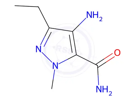Chemical structure of 4-Amino-1-Methyl-3-Ethyl pyrazole-5-carboxamide