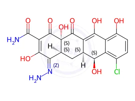 Chemical structure of Des(dimethylamino)-4-hydrazone demeclocycline