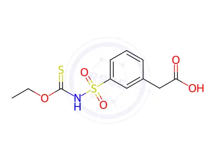 Chemical structure of 3-Ethoxythiocarbonylsulfamylphenyl Acetic Acid