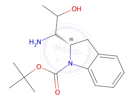 Chemical structure of tert-butyl (2S)-2-(1-amino-2-hydroxypropyl)-2,3-dihydro-1H-indole-1-carboxylate