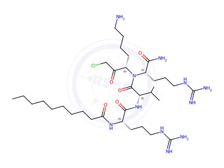 Chemical structure of Decanoyl-Arg-Val-Arg-Lys-chloromethylketone