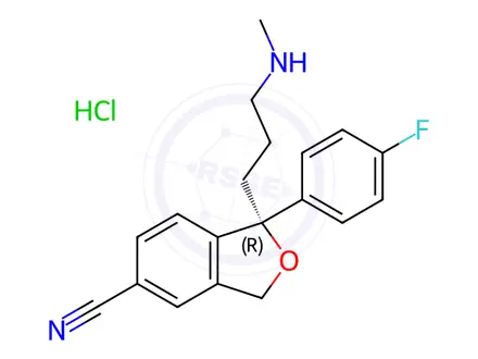 Chemical structure of (R)-Desmethyl Citalopram Hydrochloride
