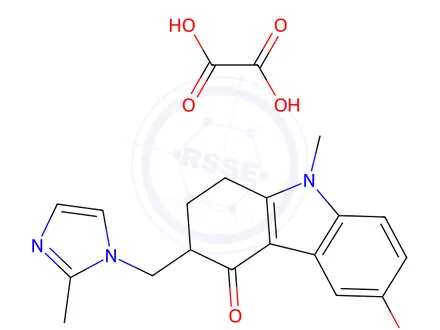 Chemical structure of 6-Hydroxy-9-methyl-3-((2-methyl-1H-imidazol-1-yl)methyl)-1,2,3,9-tetrahydro-4H-carbazol-4-one Oxalate