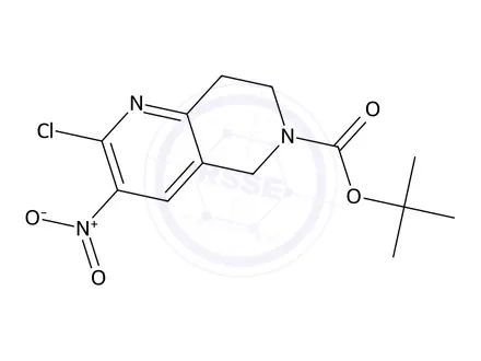 Chemical structure of tert-Butyl 2-chloro-3-nitro-7,8-dihydro-1,6-naphthyridine-6(5H)-carboxylate