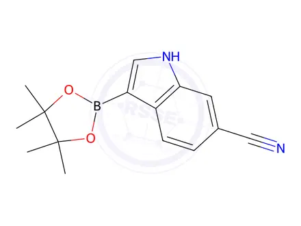Chemical structure of 3-(Tetramethyl-1,3,2-dioxaborolan-2-yl)-1H-indole-6-carbonitrile