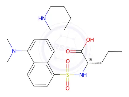 Chemical structure of N-[[5-(dimethylamino)-1-naphthyl]sulphonyl]-L-norvaline, compound with piperidine (1:1)