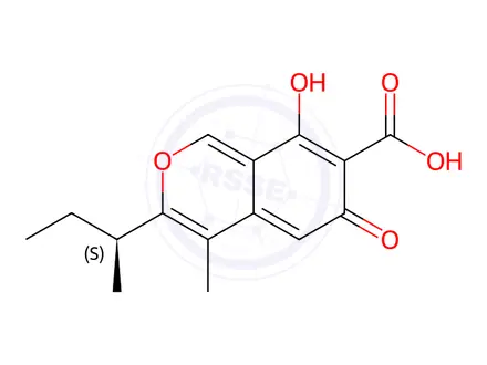 Chemical structure of 8-Hydroxy-4-methyl-3-[(S)-1-methylpropyl]-6-oxo-6H-2-benzopyran-7-carboxylic acid