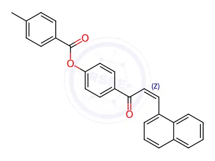 Chemical structure of 4-[(2Z)-3-(Naphthalen-1-yl)prop-2-enoyl]phenyl 4-methylbenzoate
