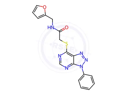 Chemical structure of N-(Furan-2-ylmethyl)-2-((3-phenyl-3H-[1,2,3]triazolo[4,5-d]pyrimidin-7-yl)thio)acetamide