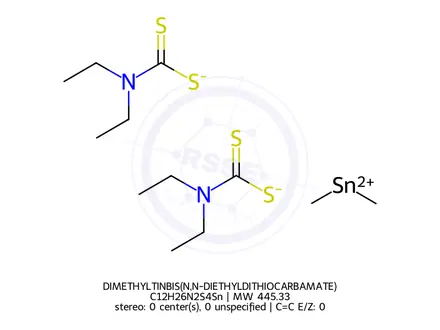 Chemical structure of DIMETHYLTINBIS(N,N-DIETHYLDITHIOCARBAMATE)