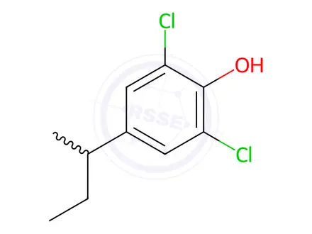 Chemical structure of 2,6-Dichloro-4-(1-methylpropyl)phenol