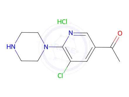 Chemical structure of 1-(5-Chloro-6-(piperazin-1-yl)pyridin-3-yl)ethan-1-one hydrochloride