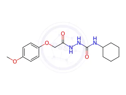 Chemical structure of N-cyclohexyl-2-(2-(4-methoxyphenoxy)acetyl)hydrazine-1-carboxamide