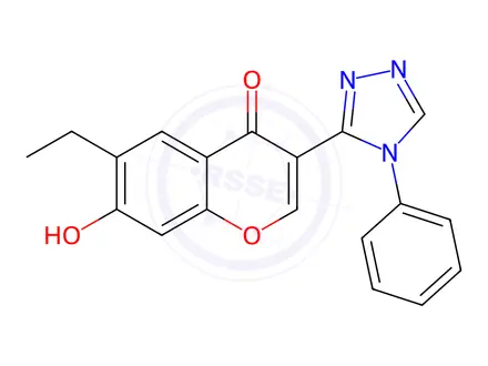 Chemical structure of 6-Ethyl-7-hydroxy-3-(4-phenyl-4H-1,2,4-triazol-3-yl)-4H-1-benzopyran-4-one