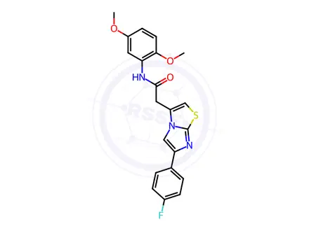 Chemical structure of N-(2,5-Dimethoxyphenyl)-2-(6-(4-fluorophenyl)imidazo[2,1-b]thiazol-3-yl)acetamide