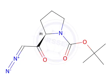 Chemical structure of (R)-tert-Butyl 2-(2-diazoacetyl)pyrrolidine-1-carboxylate