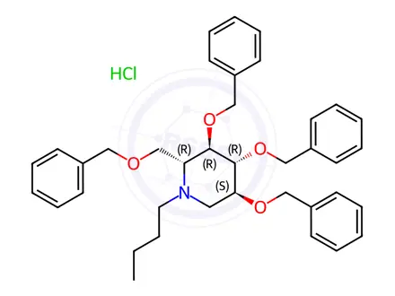 Chemical structure of Miglustat Impurity 3 Hydrochloride (Tetrabenzyl Miglustat Hydrochloride)