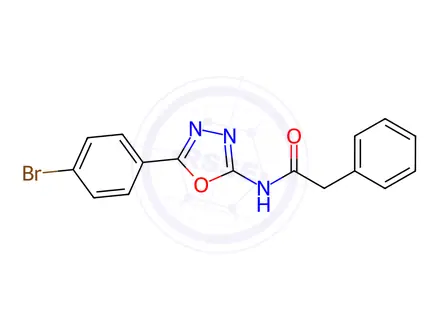 Chemical structure of N-(5-(4-Bromophenyl)-1,3,4-oxadiazol-2-yl)-2-phenylacetamide