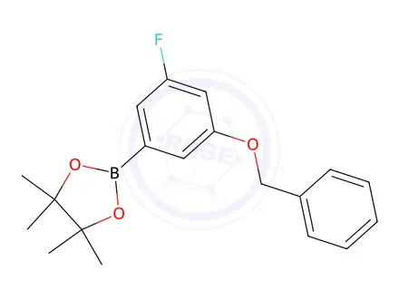 Chemical structure of 2-(3-Benzyloxy-5-fluoro-phenyl)-4,4,5,5-tetramethyl-[1,3,2]dioxaborolane