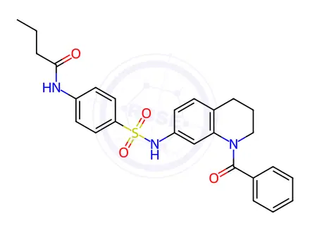 Chemical structure of N-(4-(N-(1-Benzoyl-1,2,3,4-tetrahydroquinolin-7-yl)sulfamoyl)phenyl)butyramide