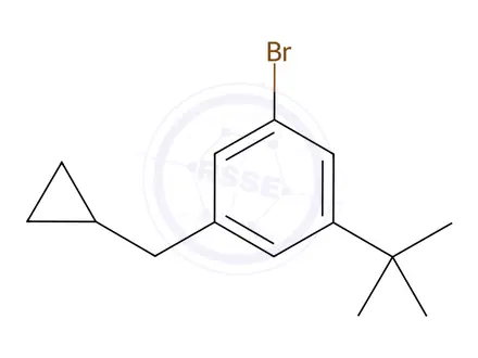 Chemical structure of Benzene, 1-bromo-3-(cyclopropylmethyl)-5-(1,1-dimethylethyl)-