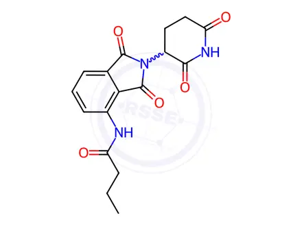 Chemical structure of N-[2-(2,6-dioxo-3-piperidyl)-1,3-dioxo-isoindolin-4-yl]butanamide
