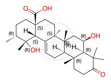 Chemical structure of 6β,19-Dihydroxy-3-oxours-12-en-28-oic acid