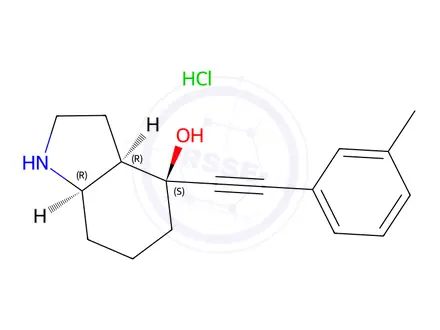 Chemical structure of (3aR,4S,7aR)-4-(m-tolylethynyl)octahydro-1H-indol-4-ol hydrochloride
