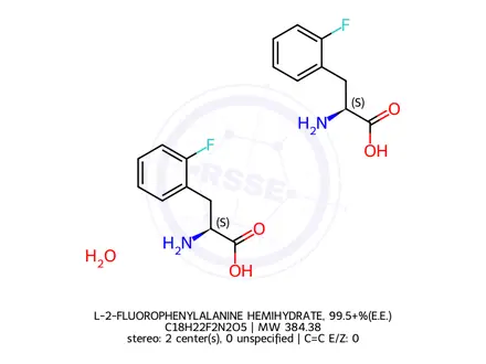 Chemical structure of L-2-FLUOROPHENYLALANINE HEMIHYDRATE, 99.5+%(E.E.)