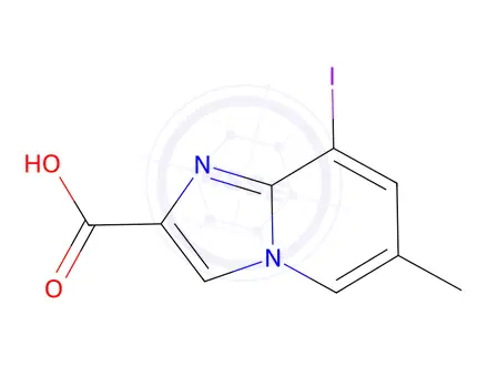 Chemical structure of 8-iodo-6-methyl-imidazo[1,2-a]pyridine-2-carboxylic acid