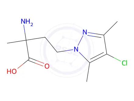 Chemical structure of 2-Amino-4-(4-chloro-3,5-dimethyl-1h-pyrazol-1-yl)-2-methylbutanoic acid