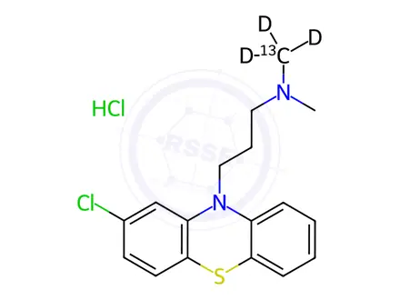 Chemical structure of Chlorpromazine-13C,d3 Hydrochloride