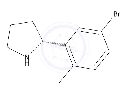 Chemical structure of (R)-2-(5-bromo-2-methylphenyl)pyrrolidine