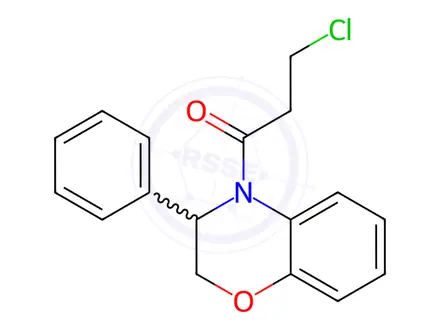 Chemical structure of 3-chloro-1-(3-phenyl-2,3-dihydro-4H-1,4-benzoxazin-4-yl)-1-propanone