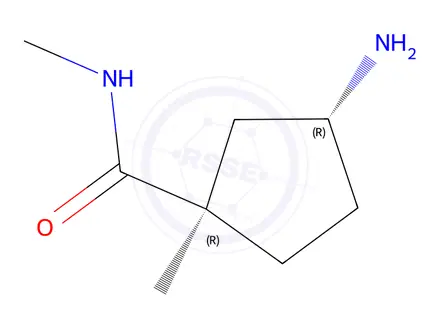 Chemical structure of (1R,3R)-3-amino-N,1-dimethylcyclopentane-1-carboxamide