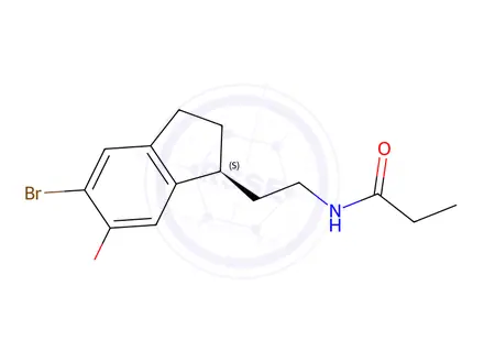 Chemical structure of (S)-N-[2-(5-Bromo-2,3-dihydro-6-hydroxy-1H-inden-1-yl)ethyl]propanamide