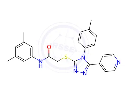 Chemical structure of N-(3,5-Dimethylphenyl)-2-((5-(pyridin-4-yl)-4-(p-tolyl)-4H-1,2,4-triazol-3-yl)thio)acetamide