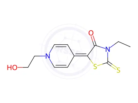 Chemical structure of 3-ethyl-5-[1-(2-hydroxyethyl)-4(1H)-pyridylidene]rhodanine